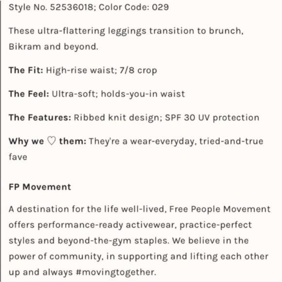 New! FREE PEOPLE Movement XS/S High-Rise 7/8 Length GOOD KARMA Leggings - Picture 13 of 16